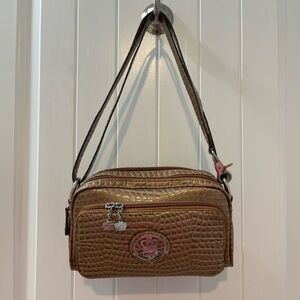 Kathy Van Zeeland Faux Croc Embossed Leather Crossbody Metallic